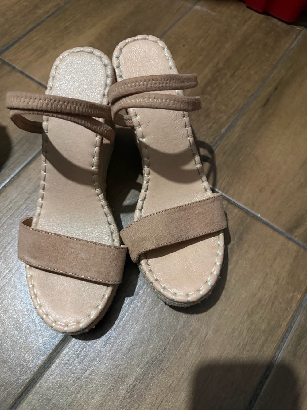 Women’s Tan Suede Double-Strap Slide Sandals